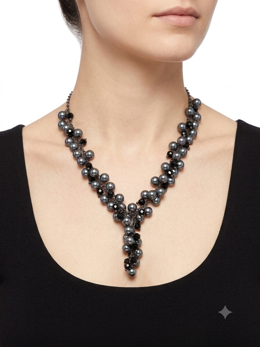 Statement Grey Pearl Cluster Necklace - Women Jewelry